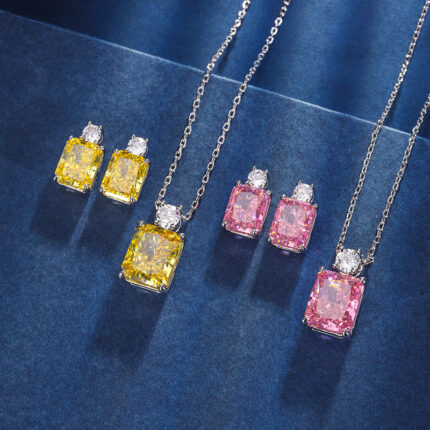 High carbon content, with the main component being the same carbon element as real diamonds. Highly simulated diamond Redion cutting high-quality texture real color treasure ice flower cutting copper inlaid yellow diamond square candy set 10 * 12-8 * 10
