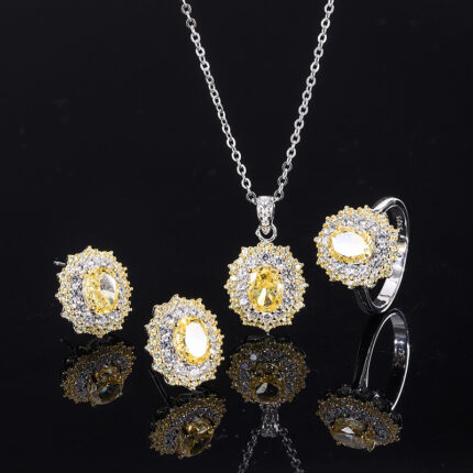 The top cutting technology of S925 Caibao is a best-selling product with high carbon content, and its main component carbon element is the same as that of real diamond. Highly Simulated Diamond Yellow Diamond Pigeon Egg Color Separation Set Main 6 * 8