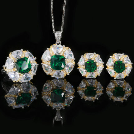 High carbon content, with the main component being the same carbon element as real diamonds. Highly simulated diamond, Redion cut, high-quality texture, true color treasure, true emerald temperament, light luxury set for women, 10-8mm
