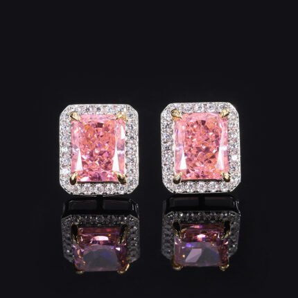 Full body S925 colored gemstone cutting technology is popular, with high carbon content, and the main component carbon element is the same as real diamonds. Highly simulated diamond Redion cutting premium texture diamond Papalacha simulated diamond earrings main stone 8 * 10