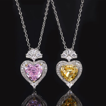 The cutting technique for 5 colored gemstones is popular, with high carbon content and the main component being the same carbon element as real diamonds. Highly simulated diamond Redion cutting premium texture ice flower cutting yellow diamond copper heart set 10 * 10