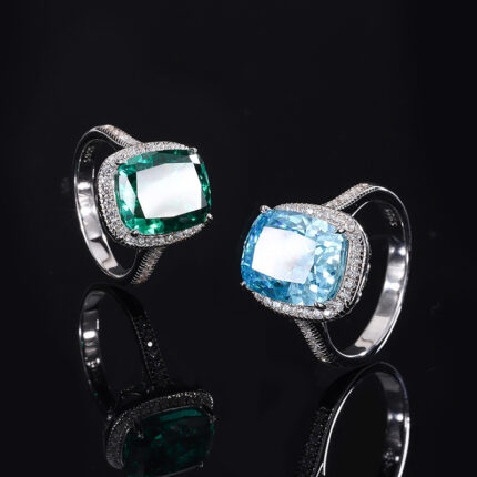 The top cutting technology of S925 Caibao is a best-selling product with high carbon content, and the carbon element is the same as that of real diamond. Highly simulated diamond, rectangular luxury inlaid closed ring with main stone of 10 * 12